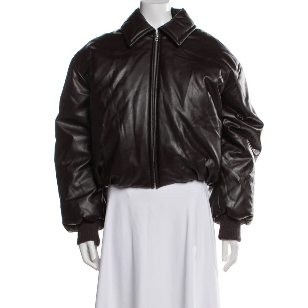 Shoreditch Ski Club x A Goldie faux leather puffy bomber jacket